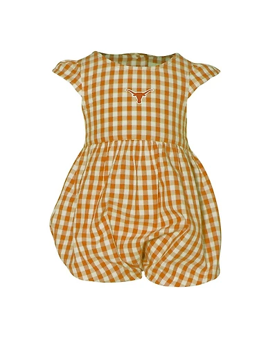 Garb Baby Boys and Girls Burnt Orange Texas Longhorns Cara Gingham Ruffled Bodysuit