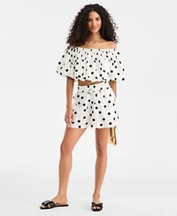 On 34th Womens Polka Dot Bubble Top Pull On Shorts Macys Exclusive