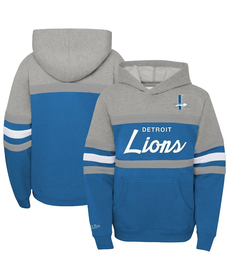 Mitchell & Ness Big Boys and Girls Blue Detroit Lions Throwback Head Coach Pullover Hoodie