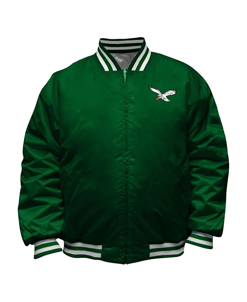 Mitchell & Ness Men's Kelly Green/Silver Philadelphia Eagles Big Tall Throwback Reversible Full-Zip Jacket