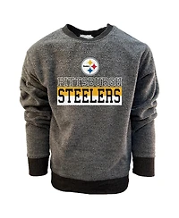 Wes & Willy Big Boys and Girls Black Pittsburgh Steelers Reversible Fleece Pullover Sweatshirt