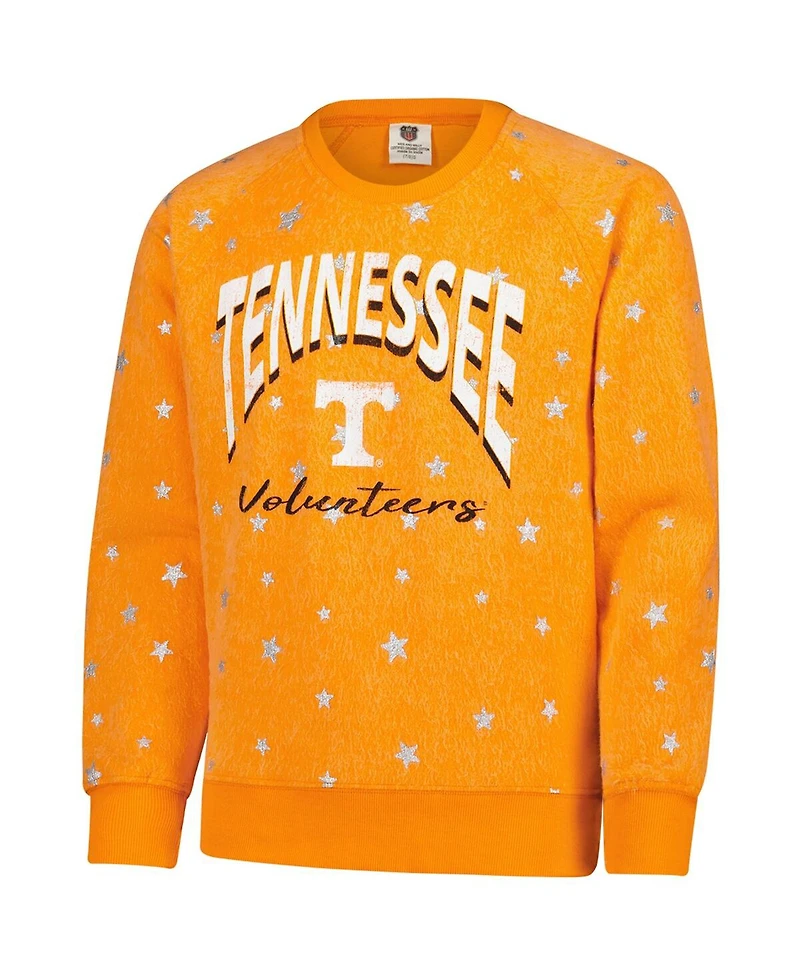 Wes & Willy Big Girls Tennessee Orange Volunteers Shimmer Star Reverse Sweatshirt