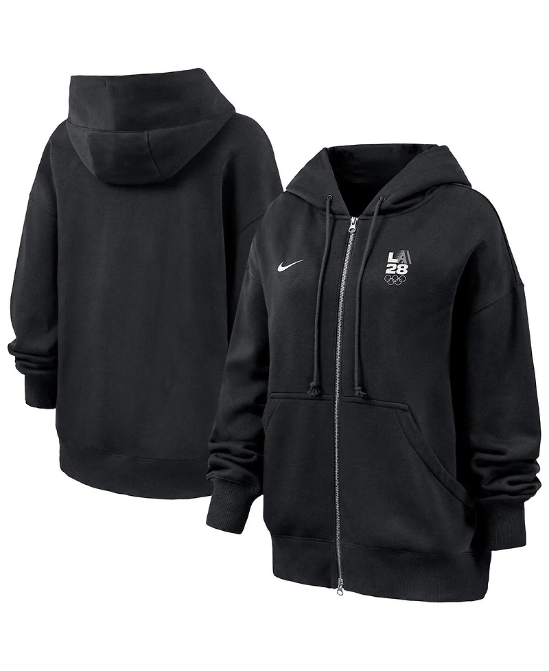 Nike Women's Black LA28 Summer Olympics Phoenix Fleece Full-Zip Hoodie
