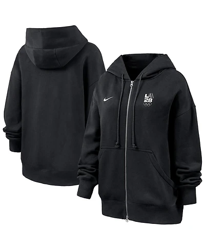 Nike Women's Black LA28 Summer Olympics Phoenix Fleece Full-Zip Hoodie