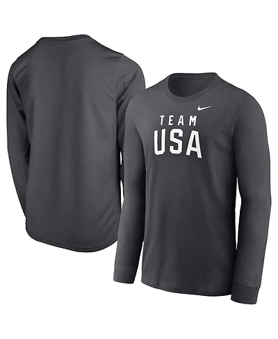 Nike Big Boys and Girls Anthracite Team Usa Legend Long Sleeve T-Shirt
