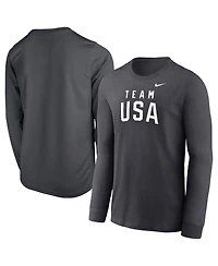 Nike Big Boys and Girls Anthracite Team Usa Legend Long Sleeve T-Shirt