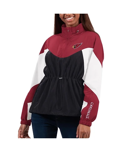 G-iii 4Her by Carl Banks Women's Black/Cardinal Arizona Cardinals Tie Breaker Lightweight Quarter-Zip Sweatshirt