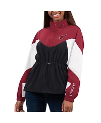 G-iii 4Her by Carl Banks Women's Black/Cardinal Arizona Cardinals Tie Breaker Lightweight Quarter-Zip Sweatshirt