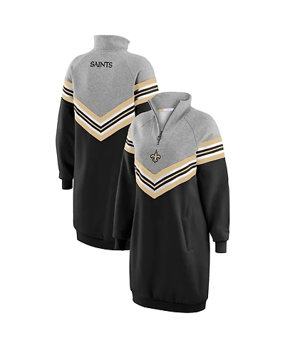 Wear by Erin Andrews Women's Black/Heather Gray New Orleans Saints Chevron Stripe Dress