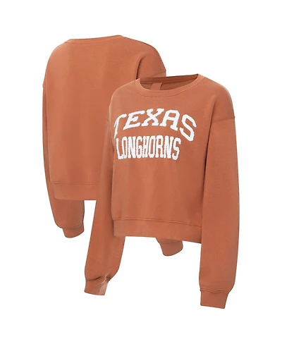 ZooZatz Women's Texas Orange Longhorns Chenille Cropped Sweatshirt