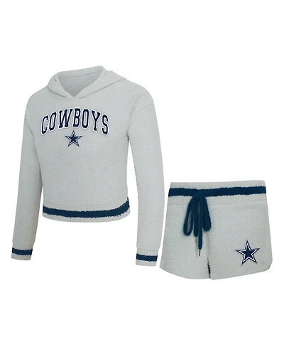 Concepts Sport Women's 2-Piece Gray Dallas Cowboys Whitley Long Sleeve Hoodie Top and Shorts set