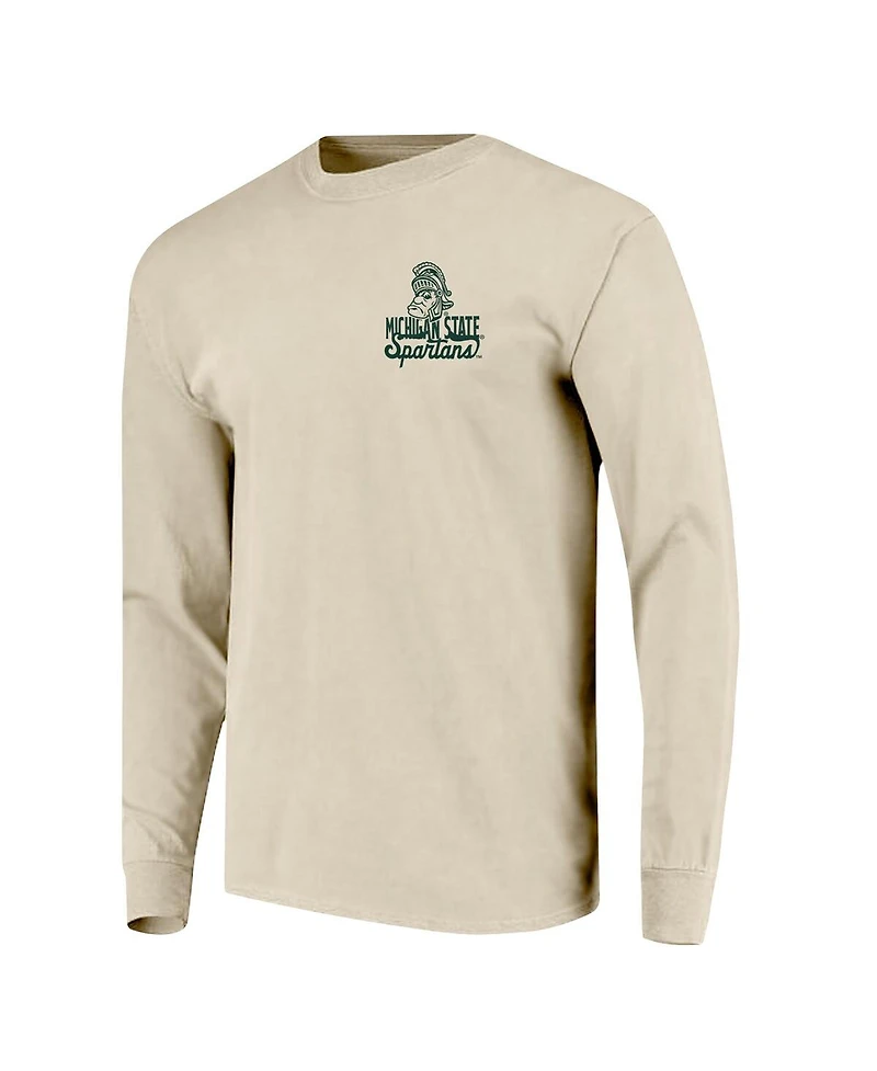 Image One Men's Natural Michigan State Spartans Comfort Colors Mascot Overlay Long Sleeve T-Shirt