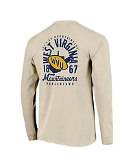 Image One Men's Natural West Virginia Mountaineers Comfort Colors Mascot Overlay Long Sleeve T-Shirt