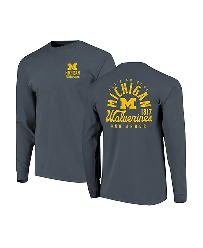 Image One Men's Navy Michigan Wolverines Comfort Colors Mascot Overlay Long Sleeve T-Shirt
