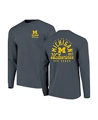 Image One Men's Navy Michigan Wolverines Comfort Colors Mascot Overlay Long Sleeve T-Shirt