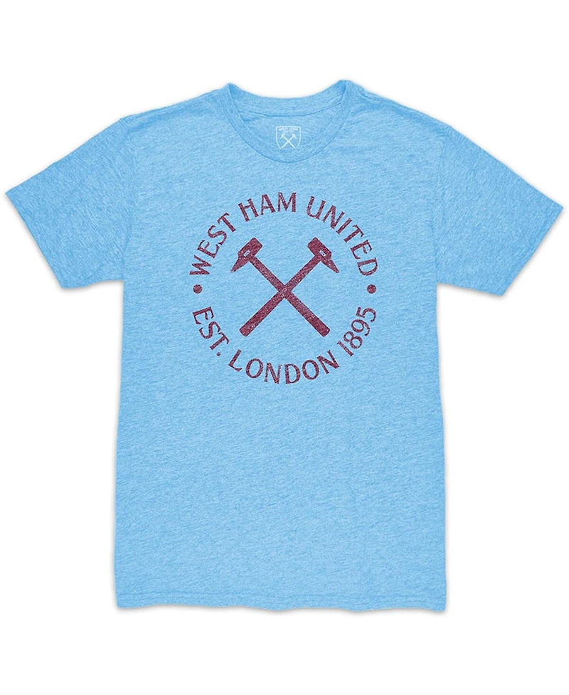 1863FC Men's Light Blue West Ham United Mono Crest Twisted Tri-Blend Slub T-Shirt