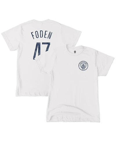 1863FC Big Boys and Girls Phil Foden White Manchester City Player T-Shirt
