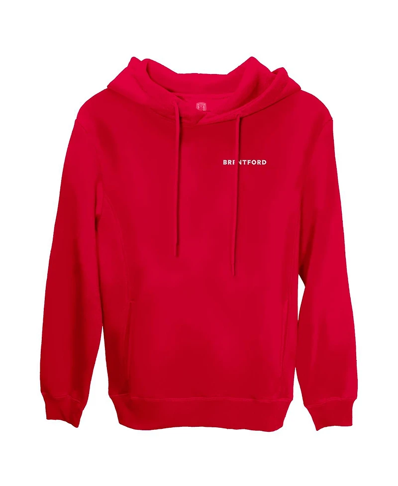 1863FC Men's Red Brentford Fc Wordmark Fleece Pullover Hoodie