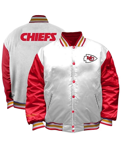 Mitchell & Ness Women's White Kansas City Chiefs Plus Full-Snap Satin Jacket