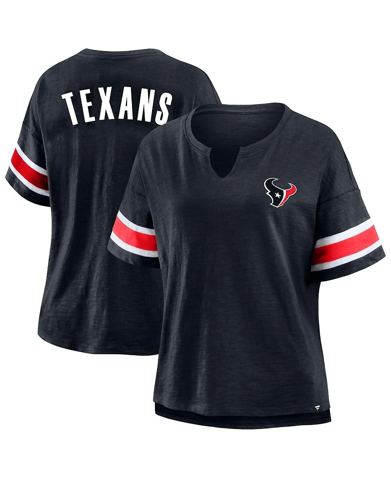 Fanatics Women's Navy Houston Texans Plus Redzone Notch Neck T-Shirt