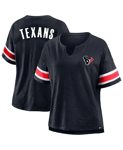 Fanatics Women's Navy Houston Texans Plus Redzone Notch Neck T-Shirt