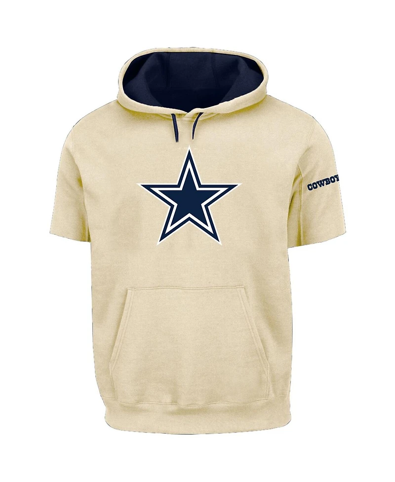 Profile Men's Oatmeal Dallas Cowboys Big Tall Chest Print and Logo Short Sleeve Pullover Hoodie
