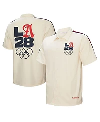 Mitchell & Ness Men's Cream LA28 Button-Up Shooting Shirt