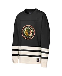 Mitchell & Ness Big Boys and Girls Black Chicago Blackhawks Chainstitch Heavyweight Long Sleeve Top