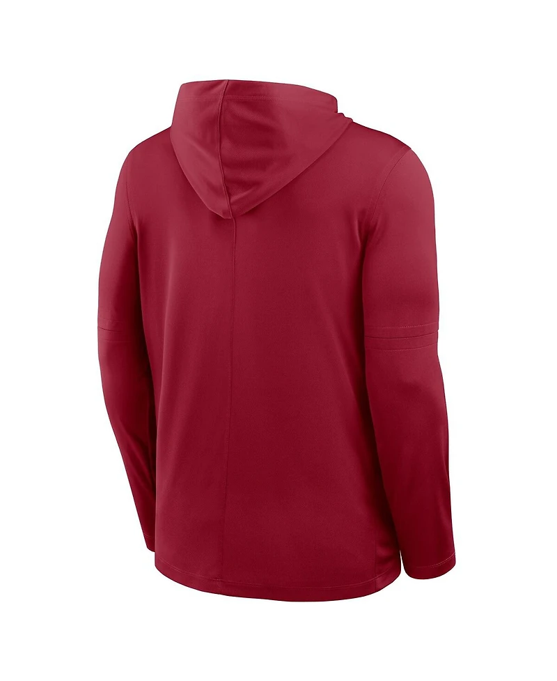 Nike Men's Cardinal Arkansas Razorbacks 2025 Sideline Dri-fit Long Sleeve Hoodie T-Shirt
