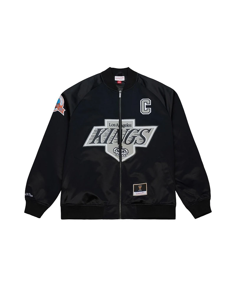 Mitchell & Ness Men's and Women's Wayne Gretzky Black Los Angeles Kings Maxed Out Full-Zip Satin Jacket