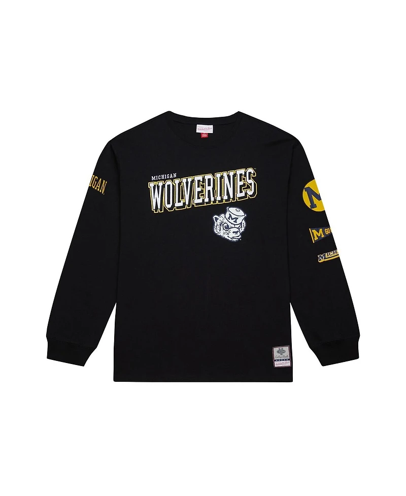 Mitchell & Ness Men's Black Michigan Wolverines Training Camp Long Sleeve T-Shirt