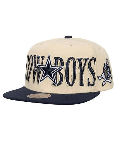 Mitchell & Ness Men's Cream Dallas Cowboys Across the Board Snapback Hat