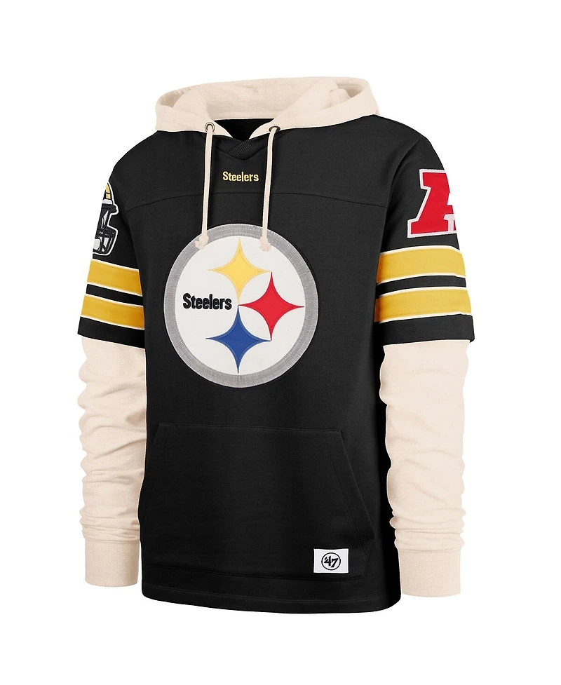 '47 Brand Men's Black Pittsburgh Steelers Split Zone Cornerback Duo Hoodie