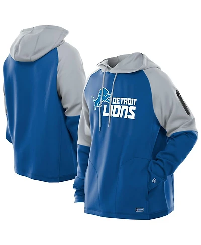 New Era Men's Blue Detroit Lions Combine Authentic Color Block Raglan Pullover Hoodie