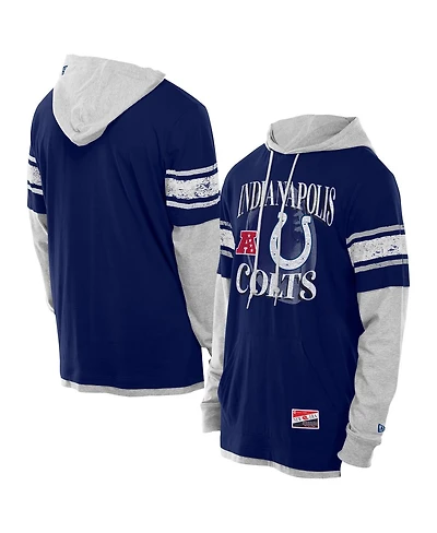 New Era Men's Royal Indianapolis Colts Twofer Layered Long Sleeve Hoodie T-Shirt