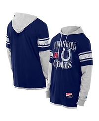 New Era Men's Royal Indianapolis Colts Twofer Layered Long Sleeve Hoodie T-Shirt