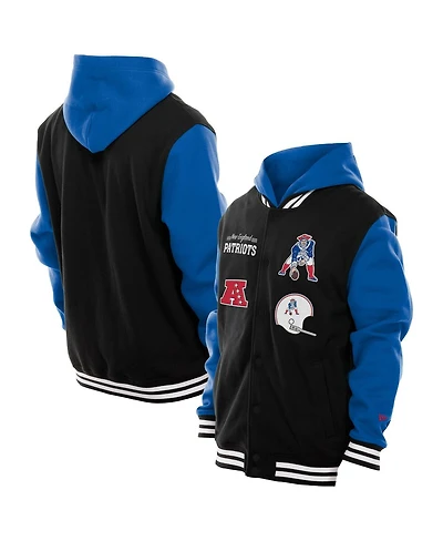 New Era Men's Black England Patriots Full-Snap Fleece Hoodie Jacket