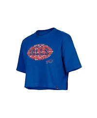 New Era Girls Royal Buffalo Bills Flip Sequin Boxy T-Shirt