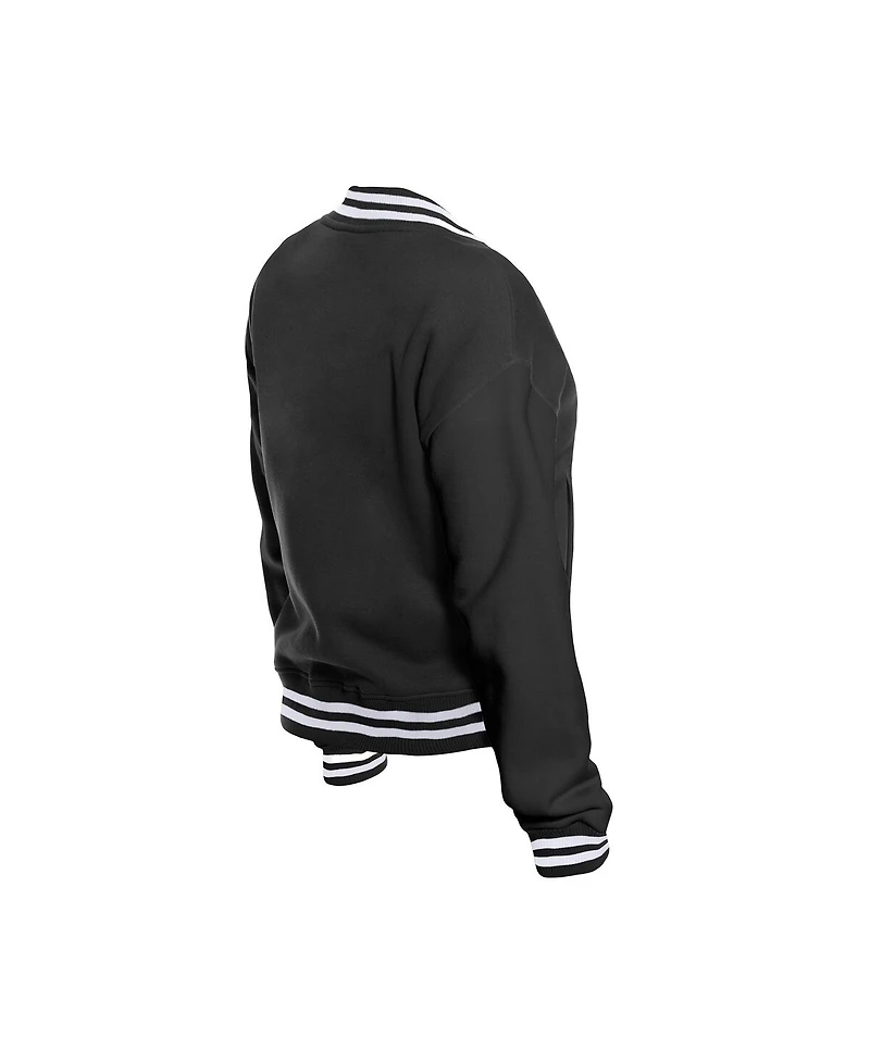 New Era Women's Black York Liberty Throwback Varsity Fleece Full-Snap Jacket