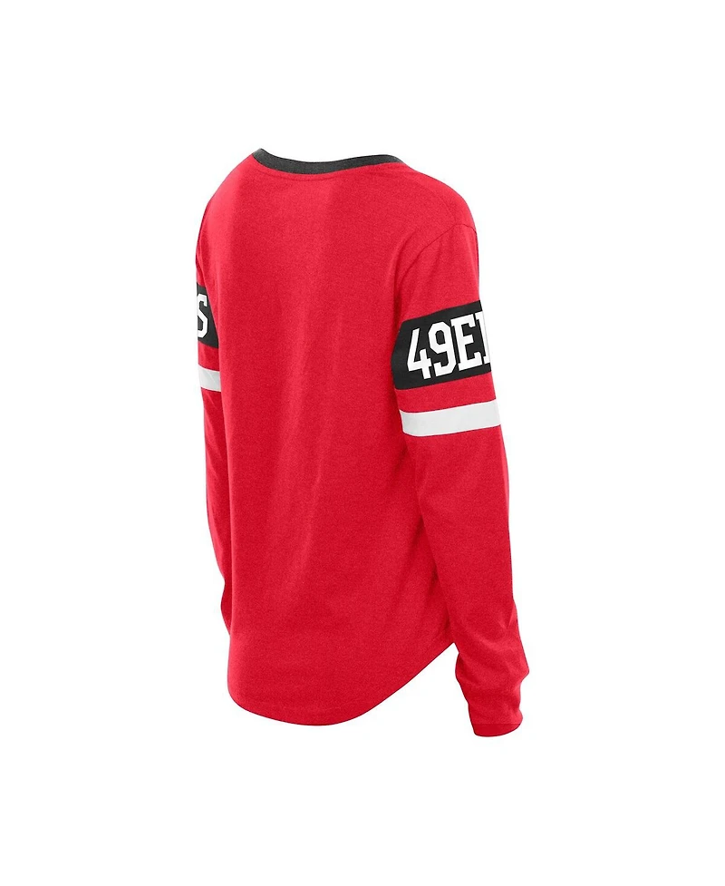 New Era Women's Scarlet San Francisco 49ers Throwback Lace-Up Long-Sleeve T-Shirt