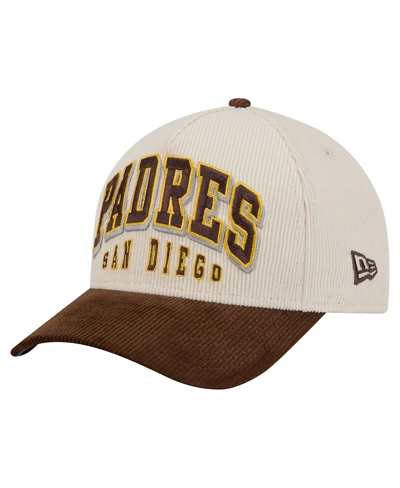 New Era Men's Cream/Brown San Diego Padres Sided Corduroy 9FORTY A-Frame Adjustable Hat
