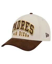 New Era Men's Cream/Brown San Diego Padres Sided Corduroy 9FORTY A-Frame Adjustable Hat
