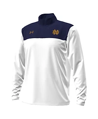 Under Armour Men's White/Navy Notre Dame Fighting Irish Green Blocked Quarter-Zip Pullover Hoodie