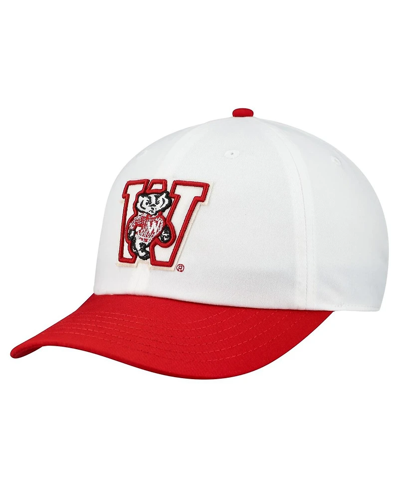 Under Armour Men's White/Red Wisconsin Badgers Throwback Snapback Hat