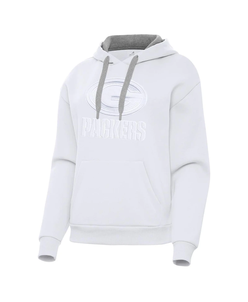 Antigua Women's White Green Bay Packers Victory Pullover Hoodie
