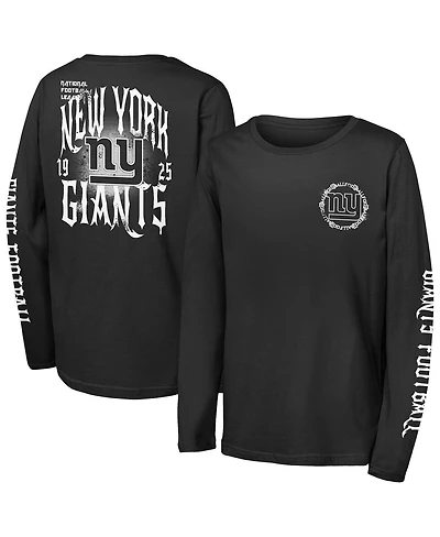 Outerstuff Big Boys and Girls Black New York Giants Rumble Long Sleeve T-Shirt