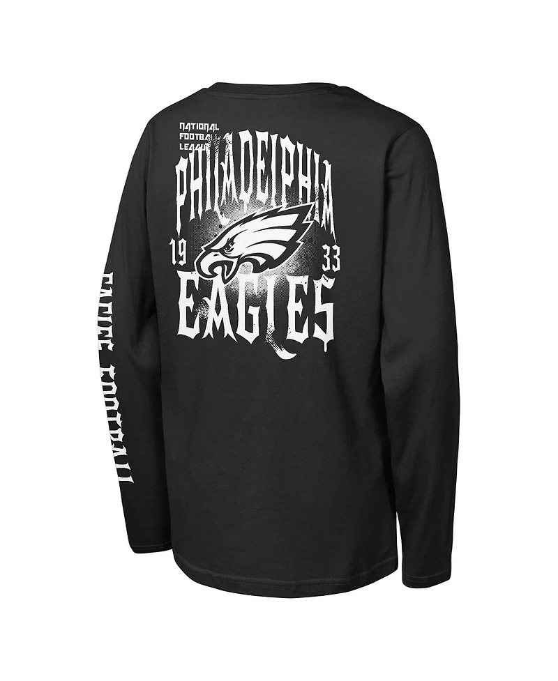 Outerstuff Big Boys and Girls Black Philadelphia Eagles Rumble Long Sleeve T-Shirt
