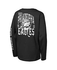 Outerstuff Big Boys and Girls Black Philadelphia Eagles Rumble Long Sleeve T-Shirt