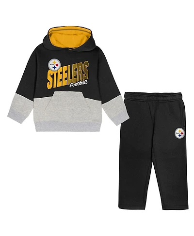Outerstuff Toddler 2-Piece Black Pittsburgh Steelers Lineman Fleece Hoodie and Pants Set