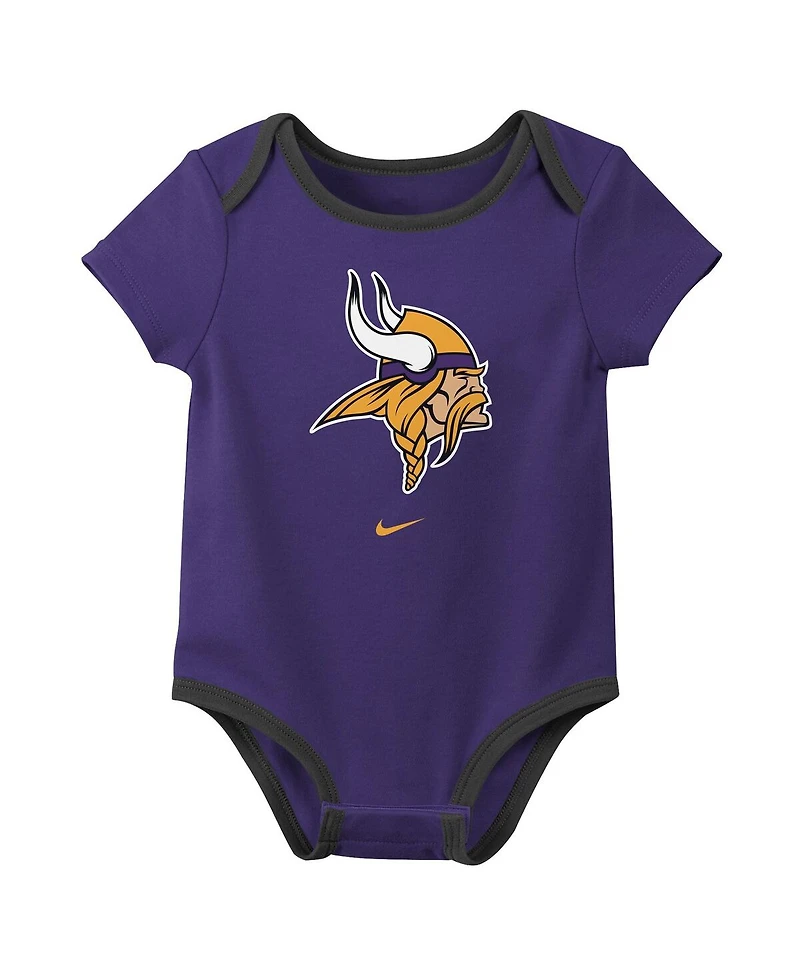 Nike Baby Boys and Girls 3-Piece Minnesota Vikings Bodysuit Set